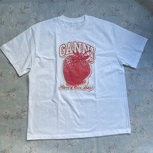 Ganni Strawberry Print Cotton T-Shirt